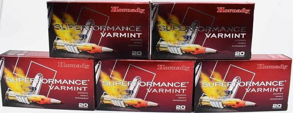 Lot 1345: 100 Rounds Of Hornady .22-250 Rem Ammunition