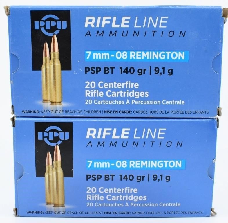 Lot 1357: 40 Rounds Of PPU 7mm-08 Rem Ammunition