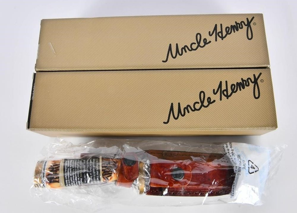 Lot 1382: 2 New Uncle Henry 153UH Golden Spike Knives