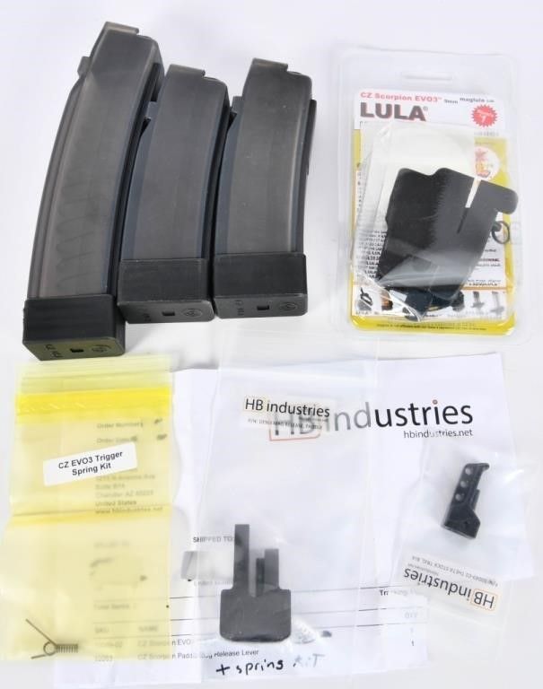Lot 1397: CZ Scorpion Evo3 Mags, Trigger, Mag Release