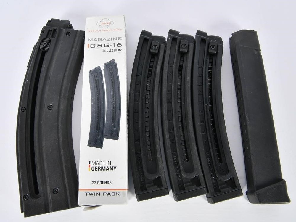Lot 1457: Lot of 7 Magazines 5 For a GSG-16, 1 Glock, 1 S&W
