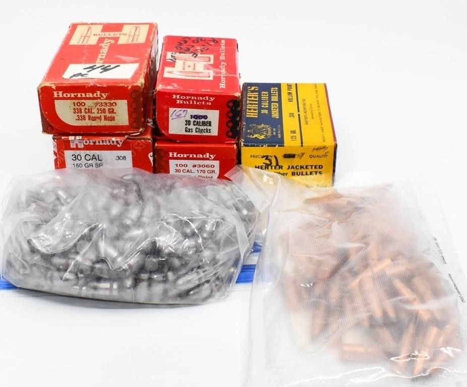 Lot 1504: 787 Count Of .30 Cal Bullet Tips & Gas Checks