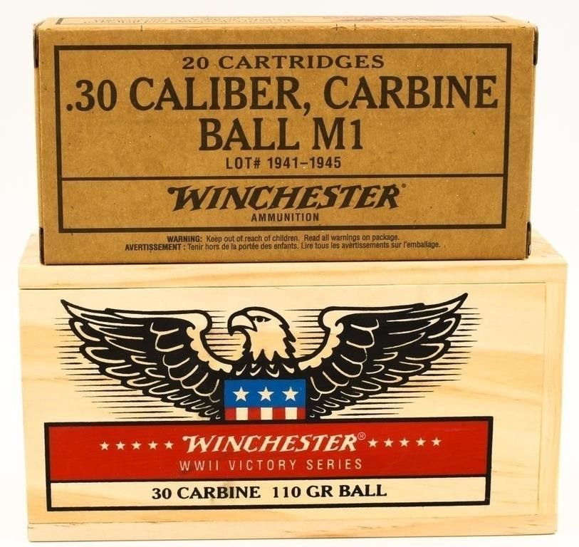 Lot 1576: 20 Rds Winchester WWII Victory Series .30 Carbine...