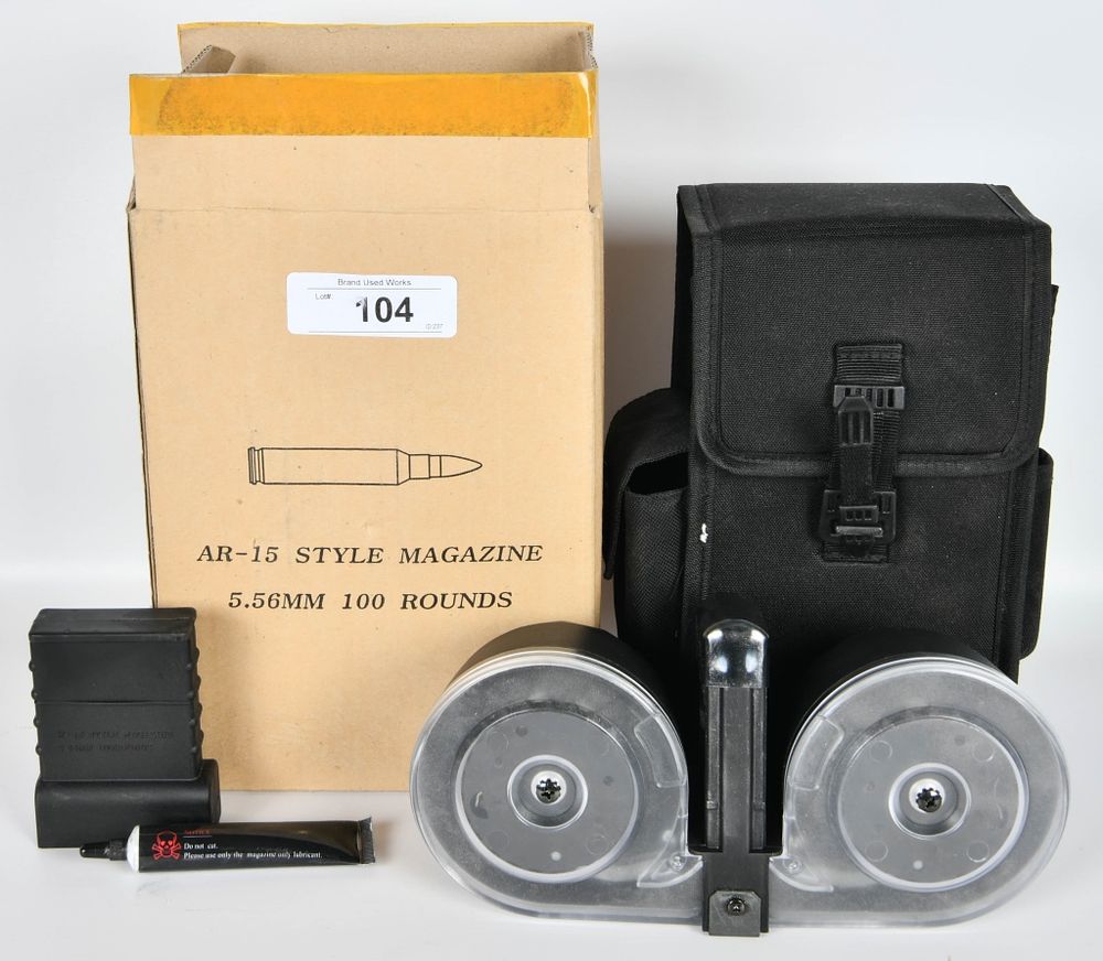 Lot 104: M16/M4 5.56mm 100 round AR-15 style magazine with
