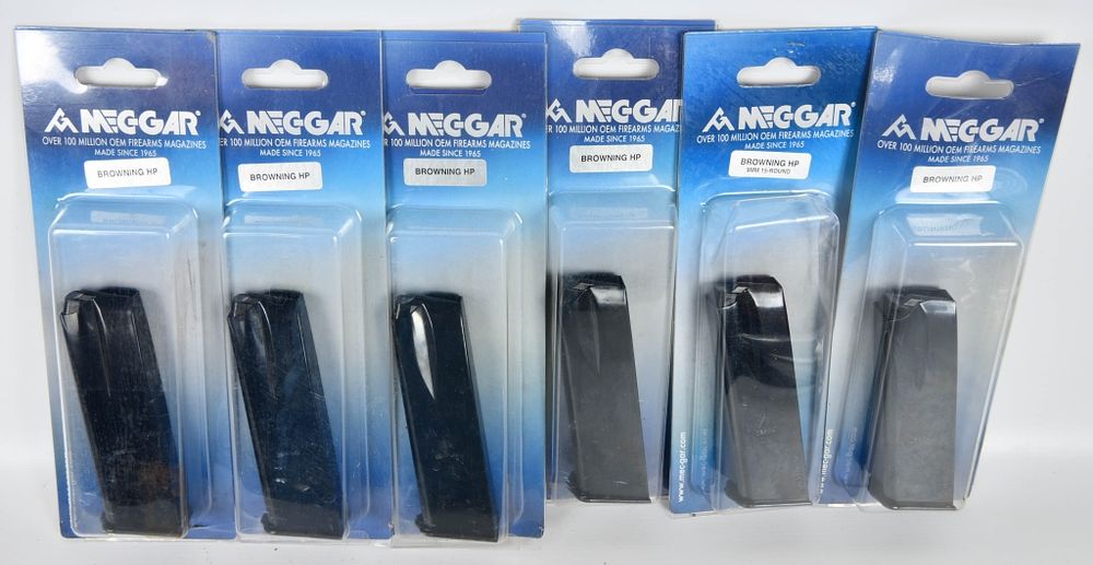Lot 140: (6) MGBRHP15B Mec-Gar Browning HP 9mm 15 round