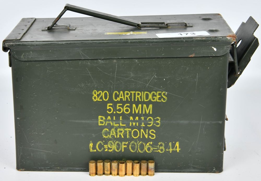Lot 173: Large Ammo Can Full Of 9mm Empty Brass Casings