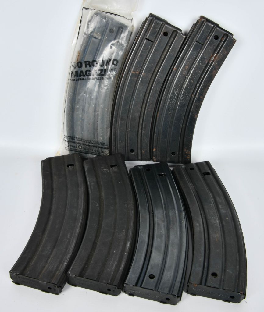 Lot 338: (7) 40 round Magazines for Armalite Rifles one is