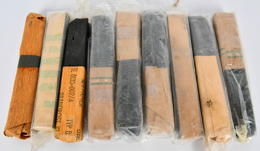 Lot 344: (9) UZI 9MM 32 ROUND GERMAN MILITARY SURPLUS