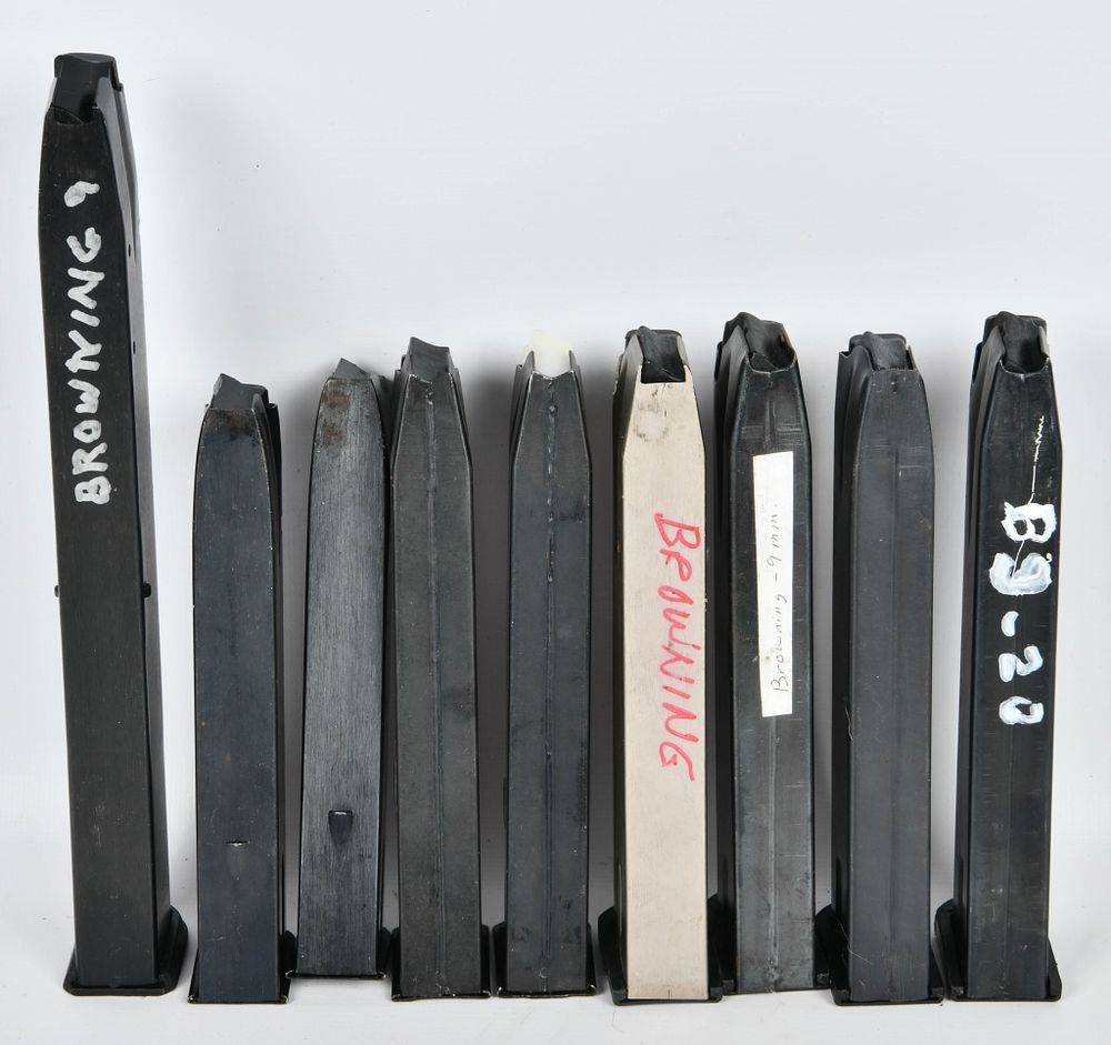 Lot 500: (9) Browning Hi Power 9mm Magazines various sizes
