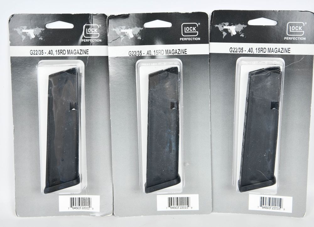 Lot 566: (3) Glock OEM Magazine .40 SW 15-Rounds For Glock
