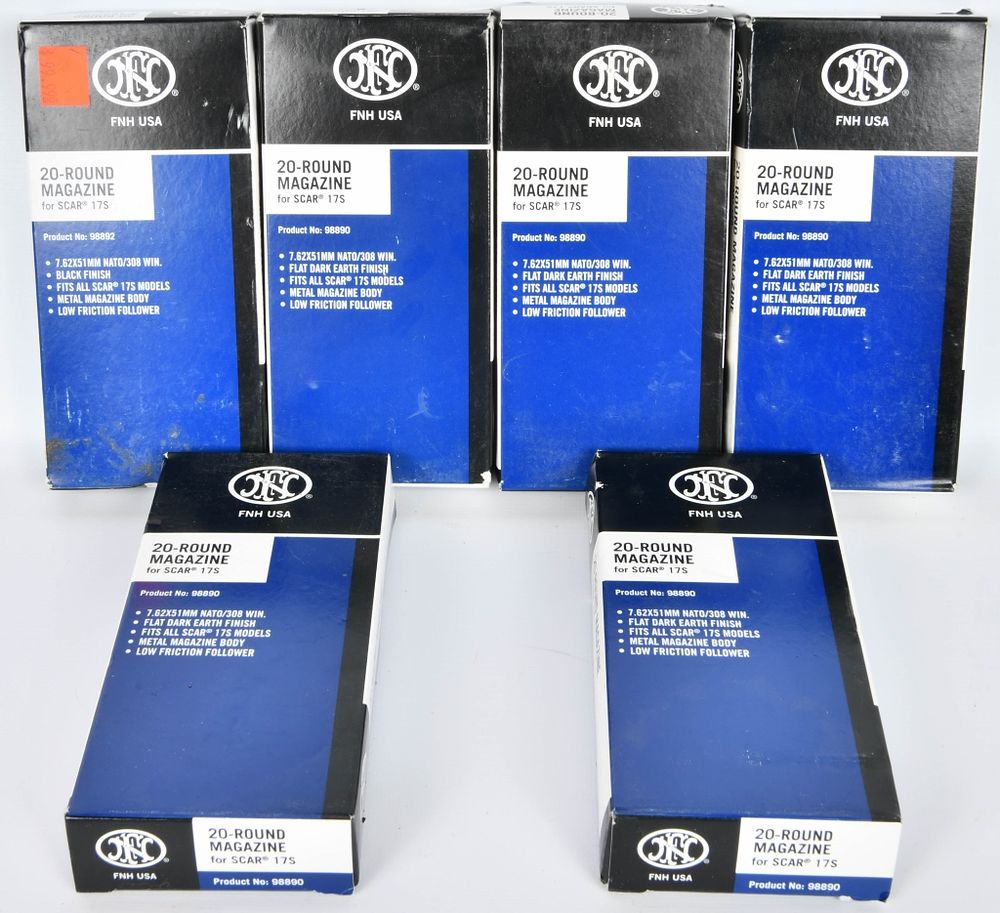 Lot 1007: (6)FN SCAR 17S Mags NIP FDE 20 rds (1) Black Mag