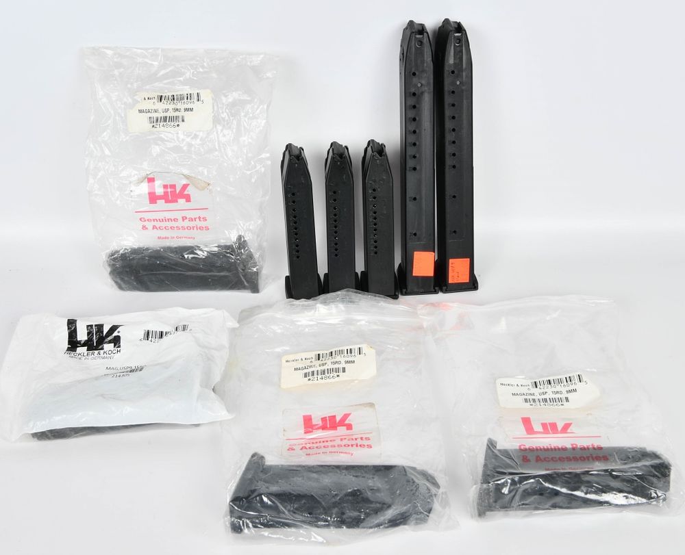 Lot 1019: (9) Various HK Heckler & Koch USP9 magazines