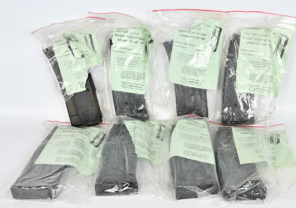 Lot 1037: (8) Combo Mag AR-15 & Ruger Mini-14 & Armalite 180