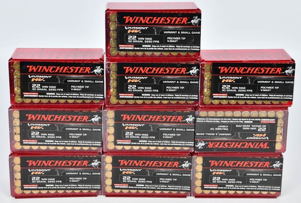 Lot 1039: 500 Rounds Of Winchester .22 Win Mag Ammo