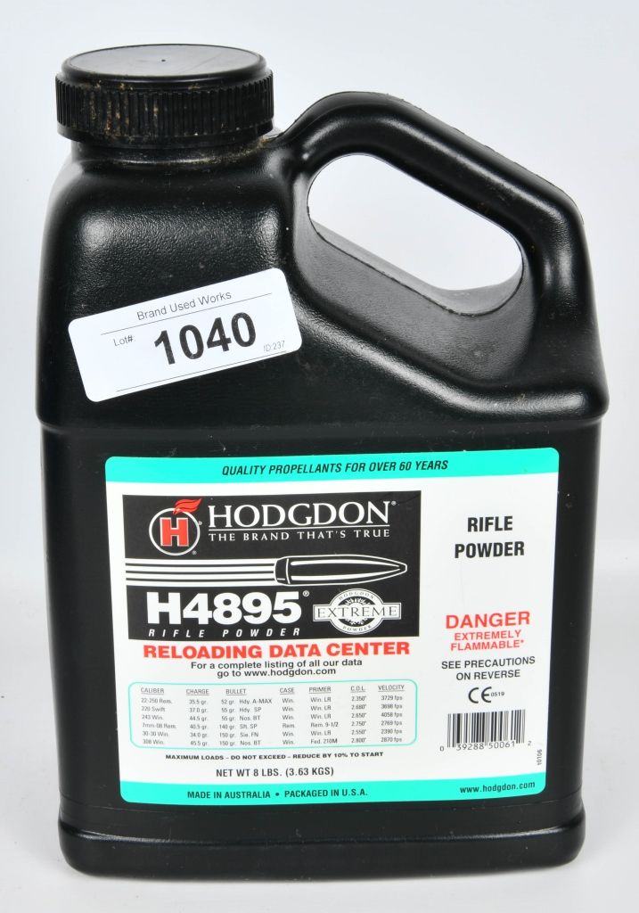 Lot 1040: 8 Lbs Hodgdon H4895 Smokeless Gun Powder