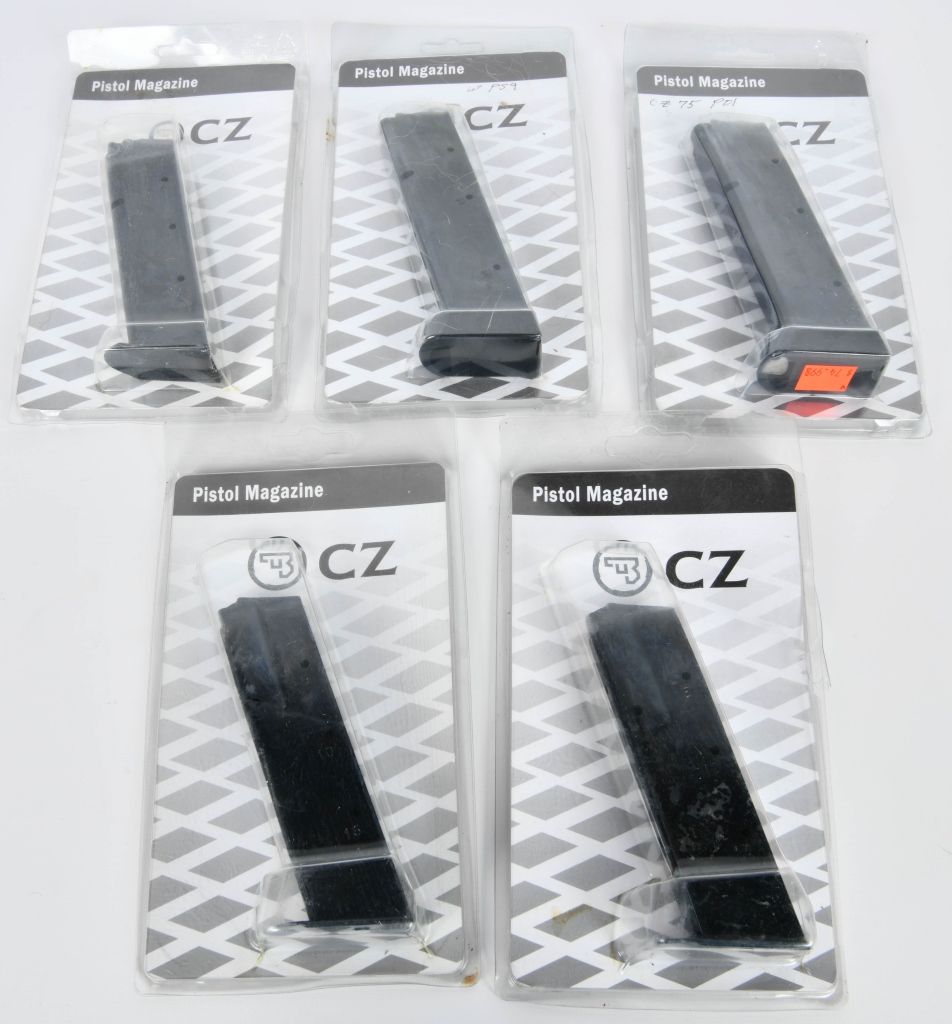Lot 1079: 5 NIP CZ 75/85 9mm 16 Rd Magazines