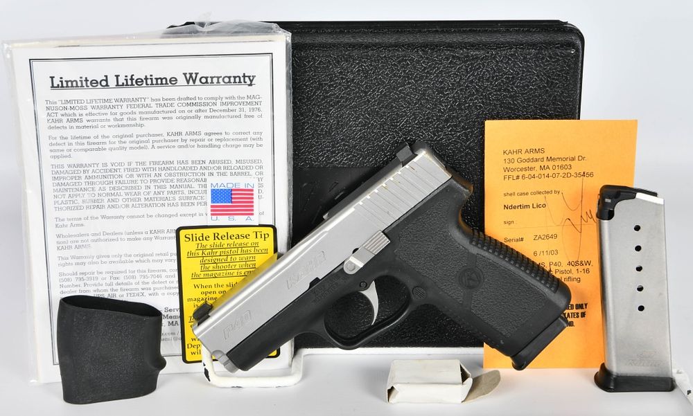 Lot 1104: Kahr Arms P40 Semi Auto Carry Pistol .40 S&W