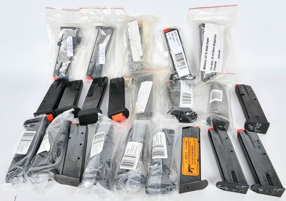 Lot 1163: approx 20 various SAR Witness and CZ Magazines
