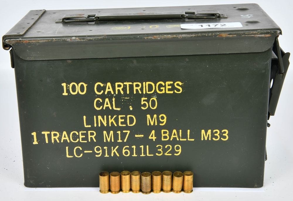 Lot 1172: Large Metal Ammo Can Full Of .45 ACP Empty Brass