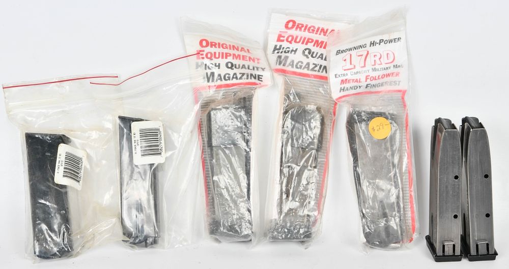 Lot 1229: (5) Browning Hi Power 9mm Magazines with various