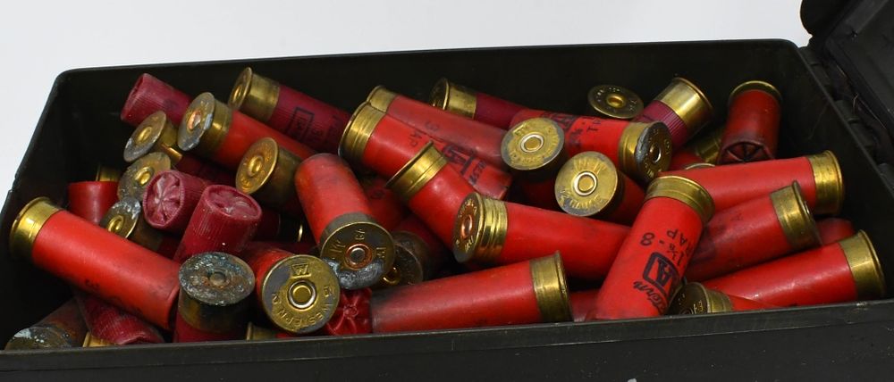 Lot 1309: Metal Ammo Can Full Of Mixed 12 Ga Shotshells