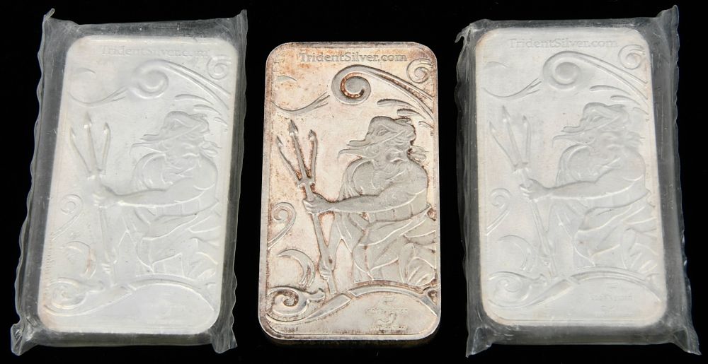 Lot 1346: (3) 5 Troy oz Trident Silver Bar (.999 Fine)