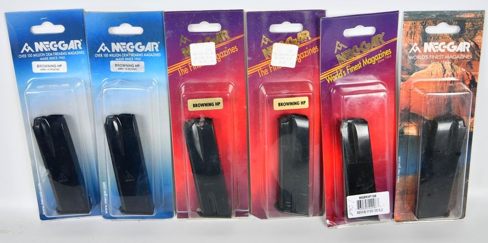 Lot 1409: (6) Browning HP 9mm Mec-Gar Magazines New in