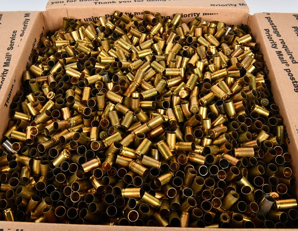 Lot 1412: 48 Lbs of Mixed 9mm Empty Brass Casings
