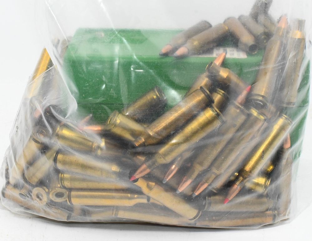 Lot 1414: 74 Rds Mixed .22-250 Rem & 55 Empty Brass Casings