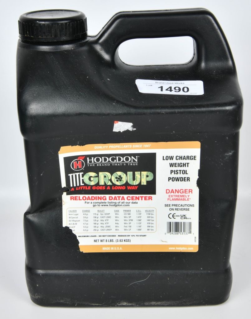 Lot 1490: 8 LBS Hodgdon TITEGROUP Spherical Powder