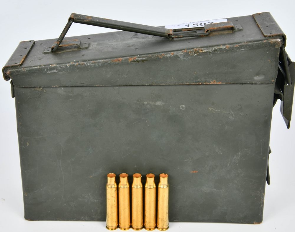 Lot 1502: Ammo Can Full Of .338 Win Empty Brass Casings