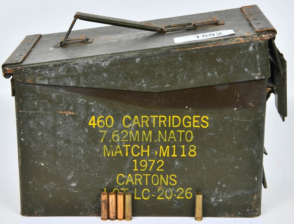 Lot 1592: Large Ammo Can Full Of .30 Carbine Empty Brass