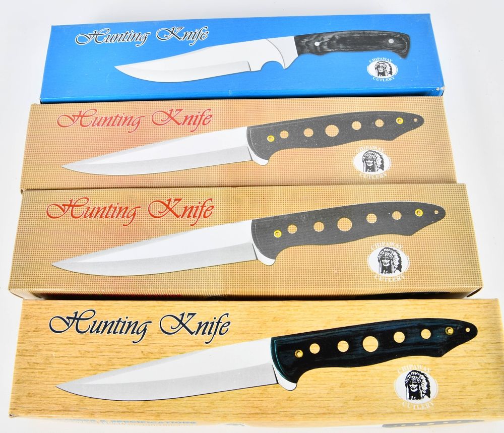 Lot 17: (4) Chipaway Cutlery 12" Hunting knife w/leather s