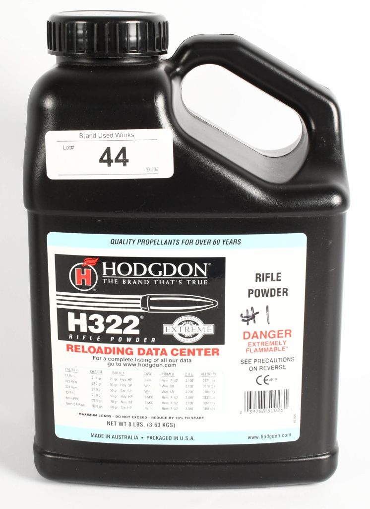 Lot 44: Hodgdon H322 Rifle Powder 6lb 14 oz