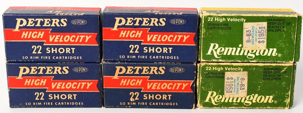 Lot 82: 300 rds 22 short ammunition Peters & Remington