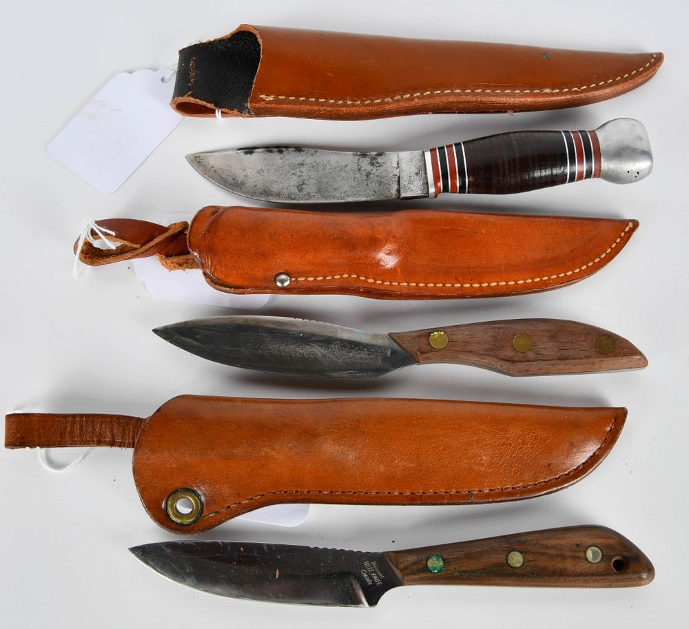 Lot 88: (3) misc Knives with Leather Sheath see listed