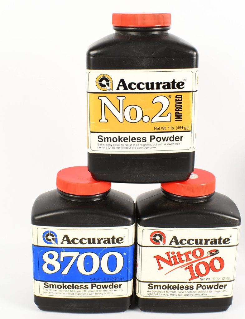 Lot 92: (3) Accurate Smokeless Powder Nitro 100, No2,
