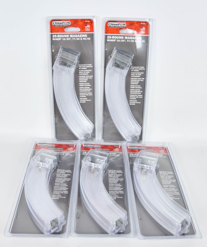 Lot 113: (5) New Champion Stack Mag for Ruger 10/22 25 rds