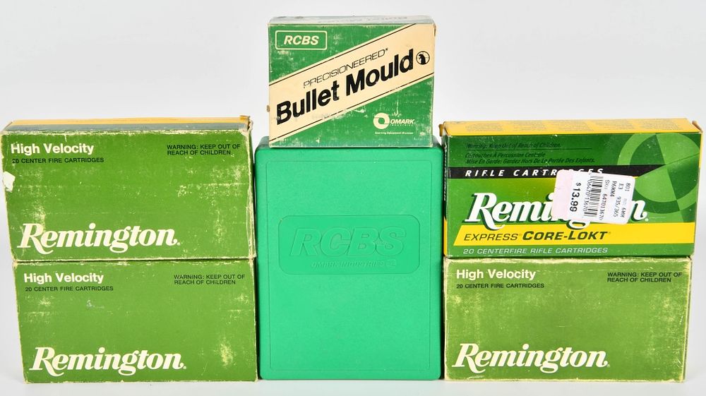 Lot 135: 6mm Rem Ammo, Brass, Reloading Die & Mould