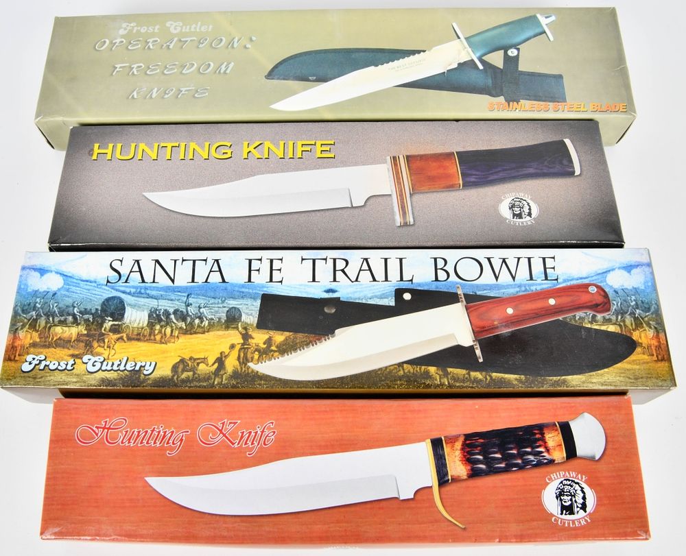 Lot 137: (4) Various Hunting Knves new in box