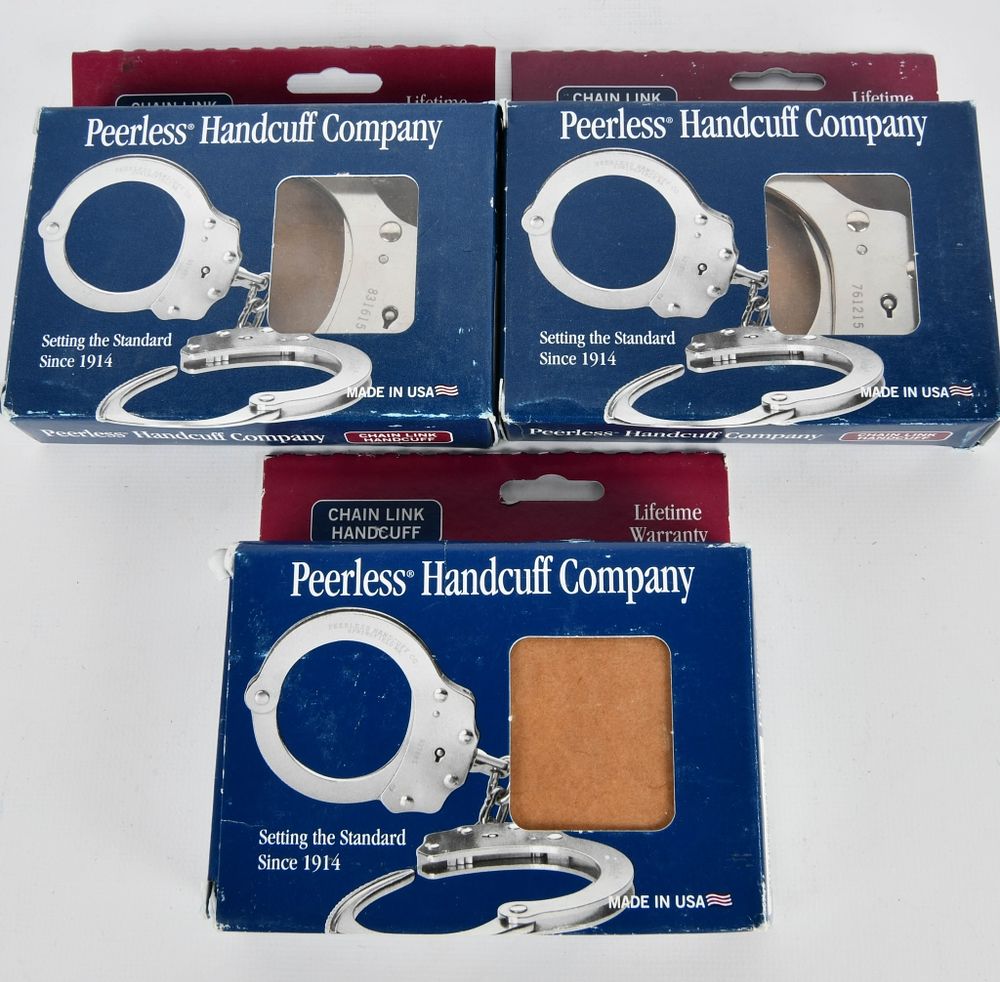 Lot 259: 3 New Sets of Peerless Model 700 Handcuffs