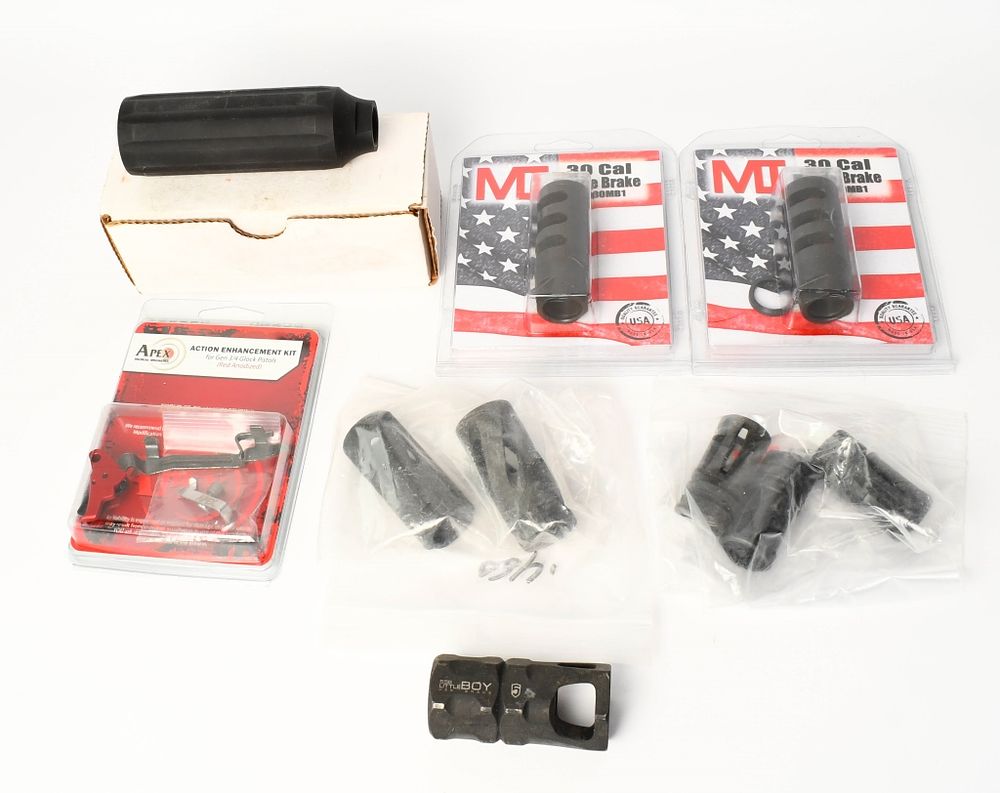 Lot 380: various gun parts, Muzzlebrakes Apex Action Enhant