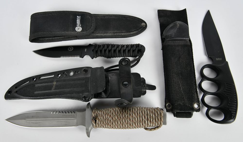 Lot 388: (3) Various Tactical Survival Fixed Blade Knives