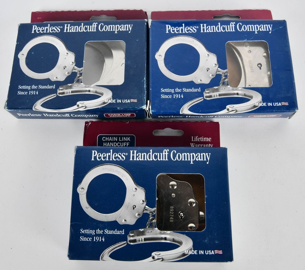 Lot 409: 3 New Sets of Peerless Model 700 Handcuffs