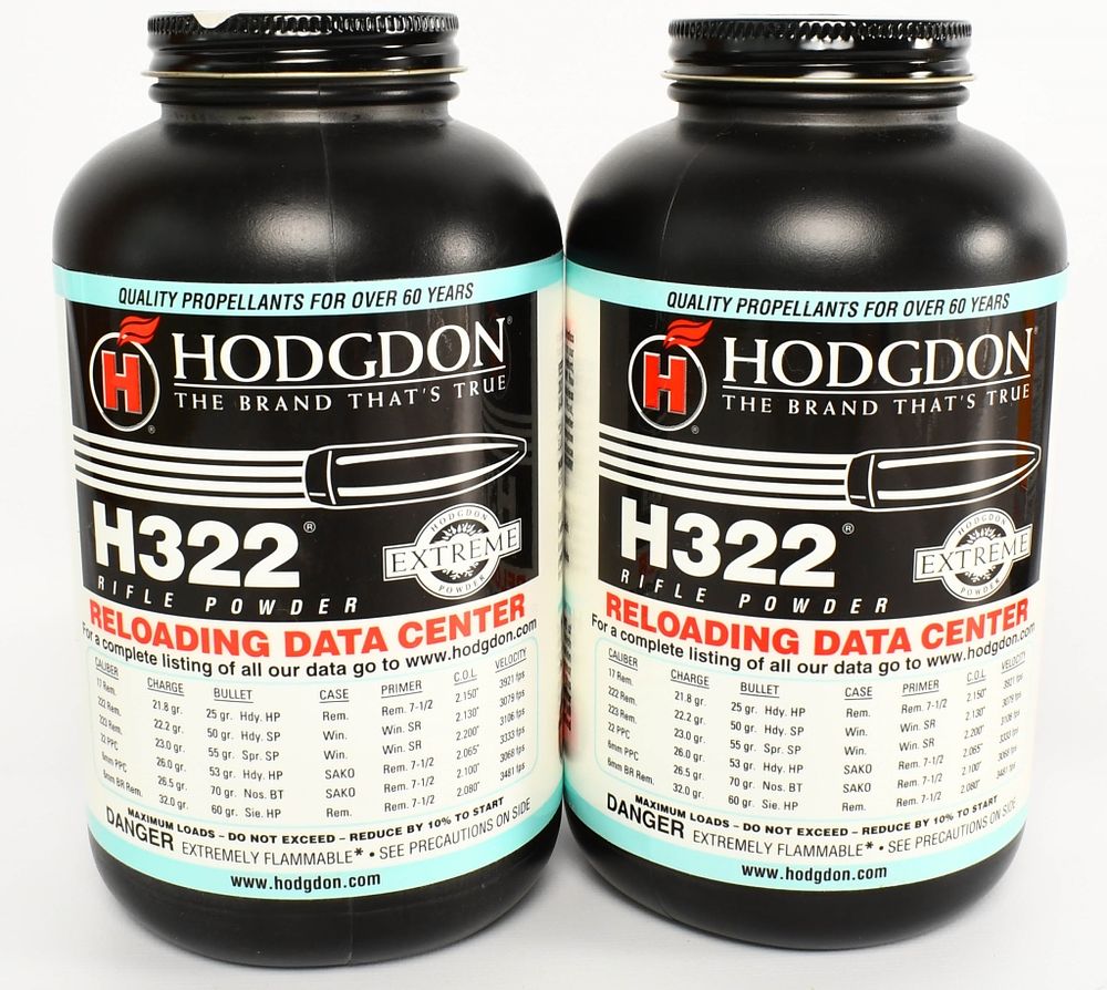 Lot 434: Hodgdon H322 Rifle Powder (2) 1 lb bottles