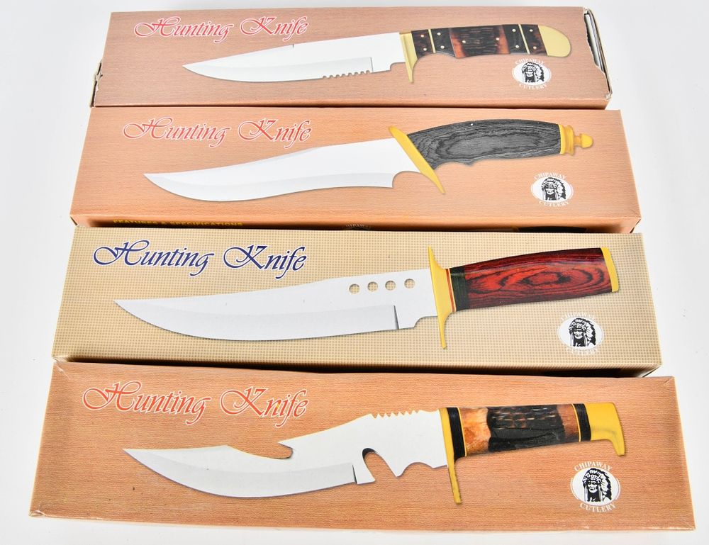 Lot 437: 4 New Chipaway Surgical Steel Hunting Knives