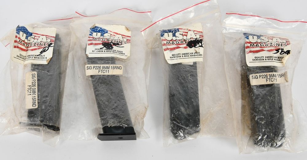 Lot 443: (4) SIG P226 9mm 15 rd Mags NOS American Made