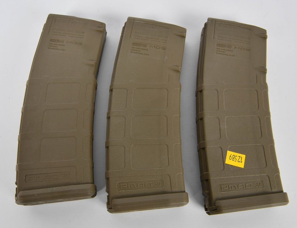 Lot 473: (3) Pmag 30 GEN M2 Coyote tan 5.56 x 45 Magazine