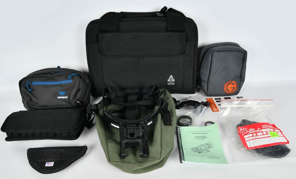 Lot 510: Various Pouches, Pistol Case, & NV Head Strap