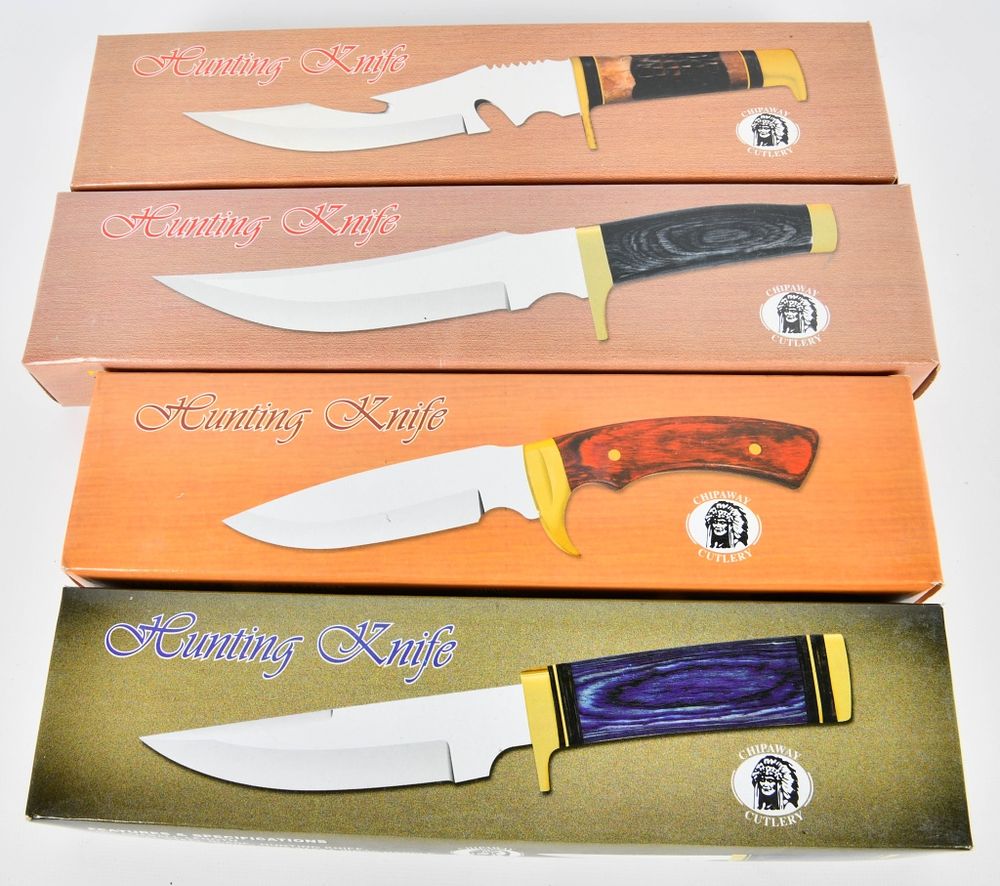 Lot 587: 4 New In the Box Chipaway Fixed Blade Knives